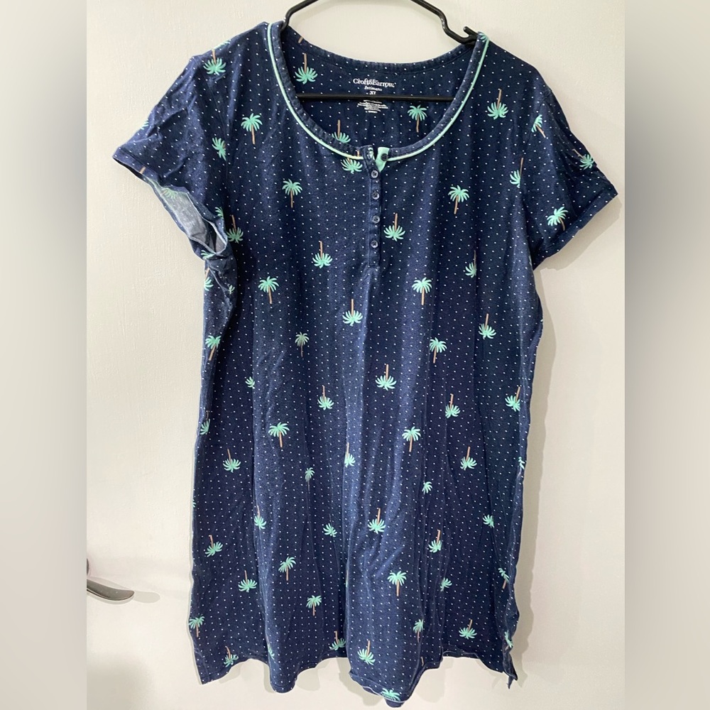 Croft&Barrow sleep dress. Navy palm trees. XL